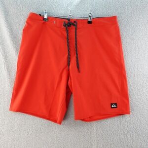 Quiksilver Highline Board Shorts Menx XL Red‎ Drawstring Back Zip Pocket Surf